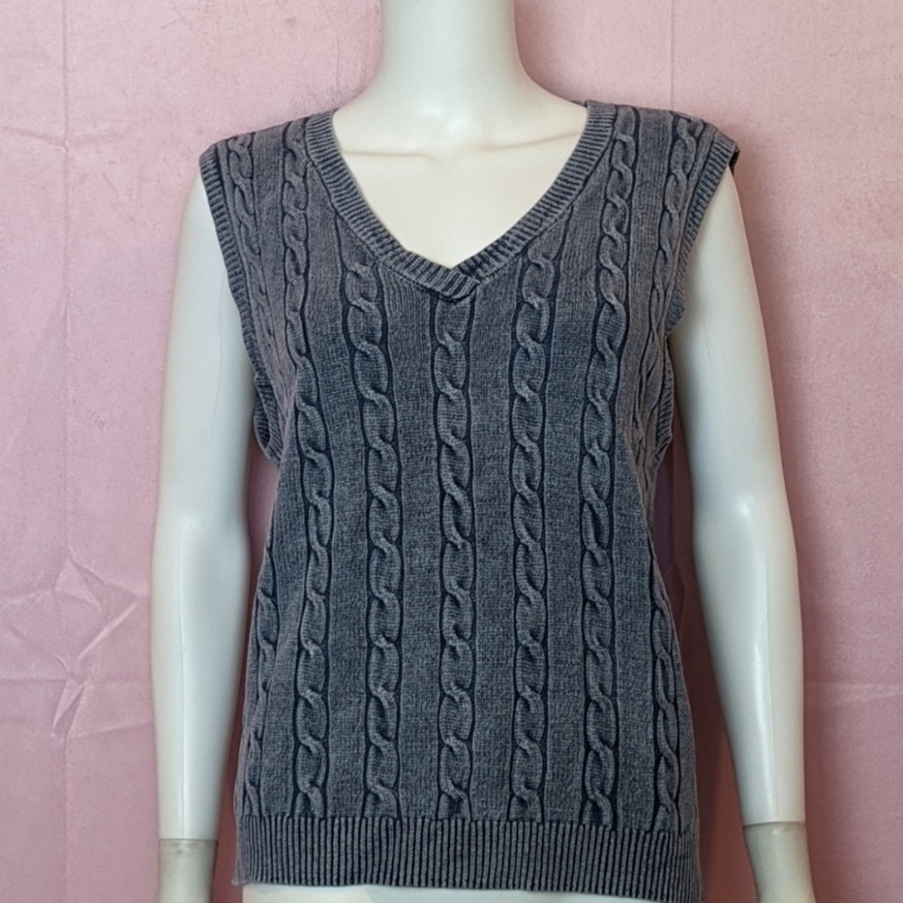 Aeropostale Blue Cable Knit V Neck Sweater Vest size Small